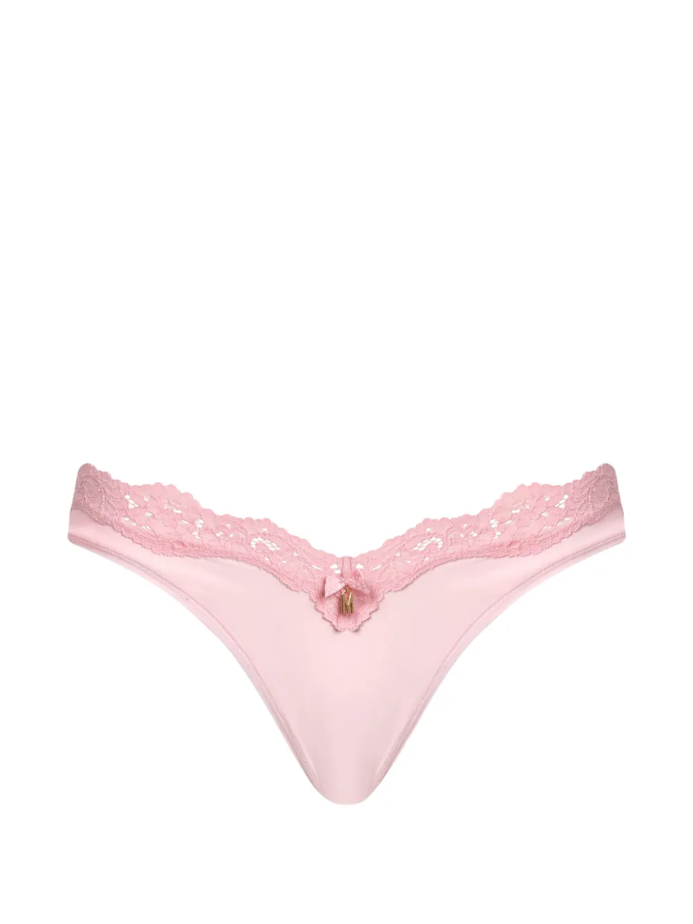 Moschino lace-trim logo-charm thong - Rosa