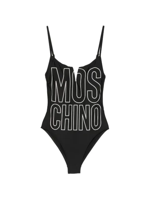 Moschino bañador con logo estampado y cuello en V