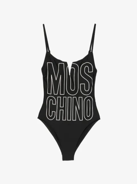 Moschino traje de baño con logo estampado y cuello en V