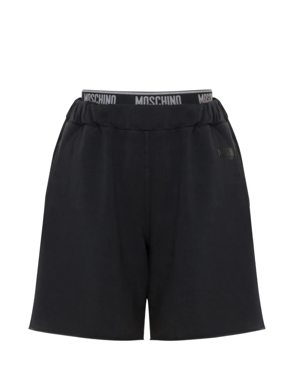 Moschino logo-waistband raw-cut shorts - Schwarz