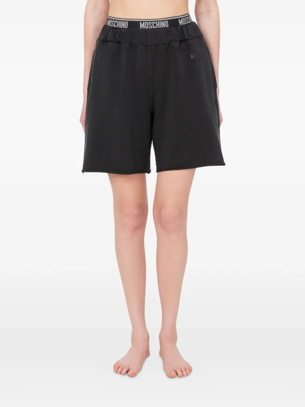 Moschino Gerafelde shorts met logoband Zwart