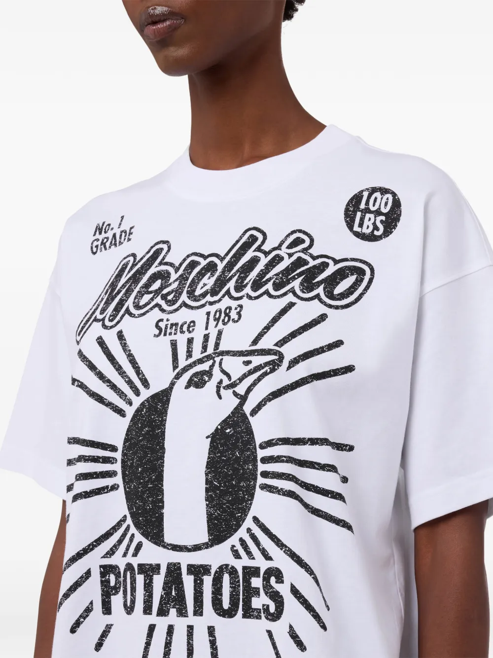 Moschino Jersey T-shirt van biologisch katoen met print Wit