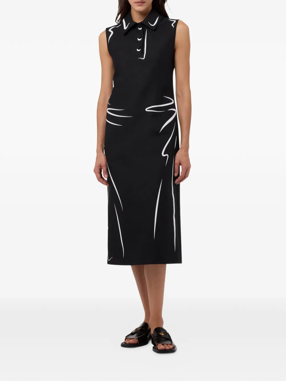 Moschino Katoenen jurk met print Zwart