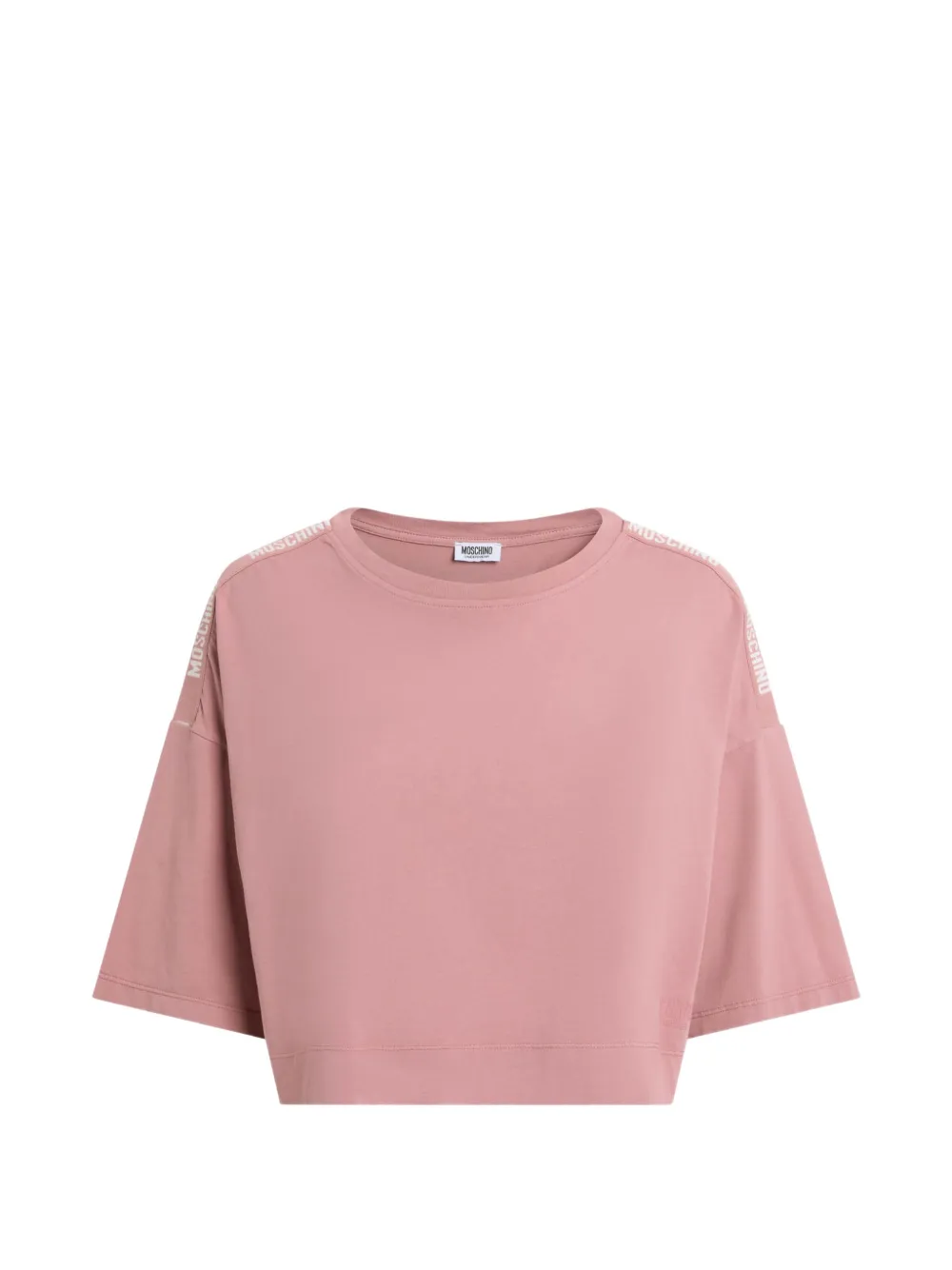 Moschino logo-tape cropped T-shirt - Rosa
