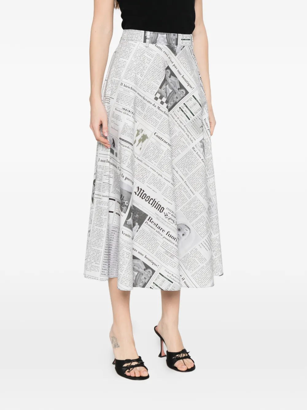  Moschino Newspaper-print Midi Skirt - White 