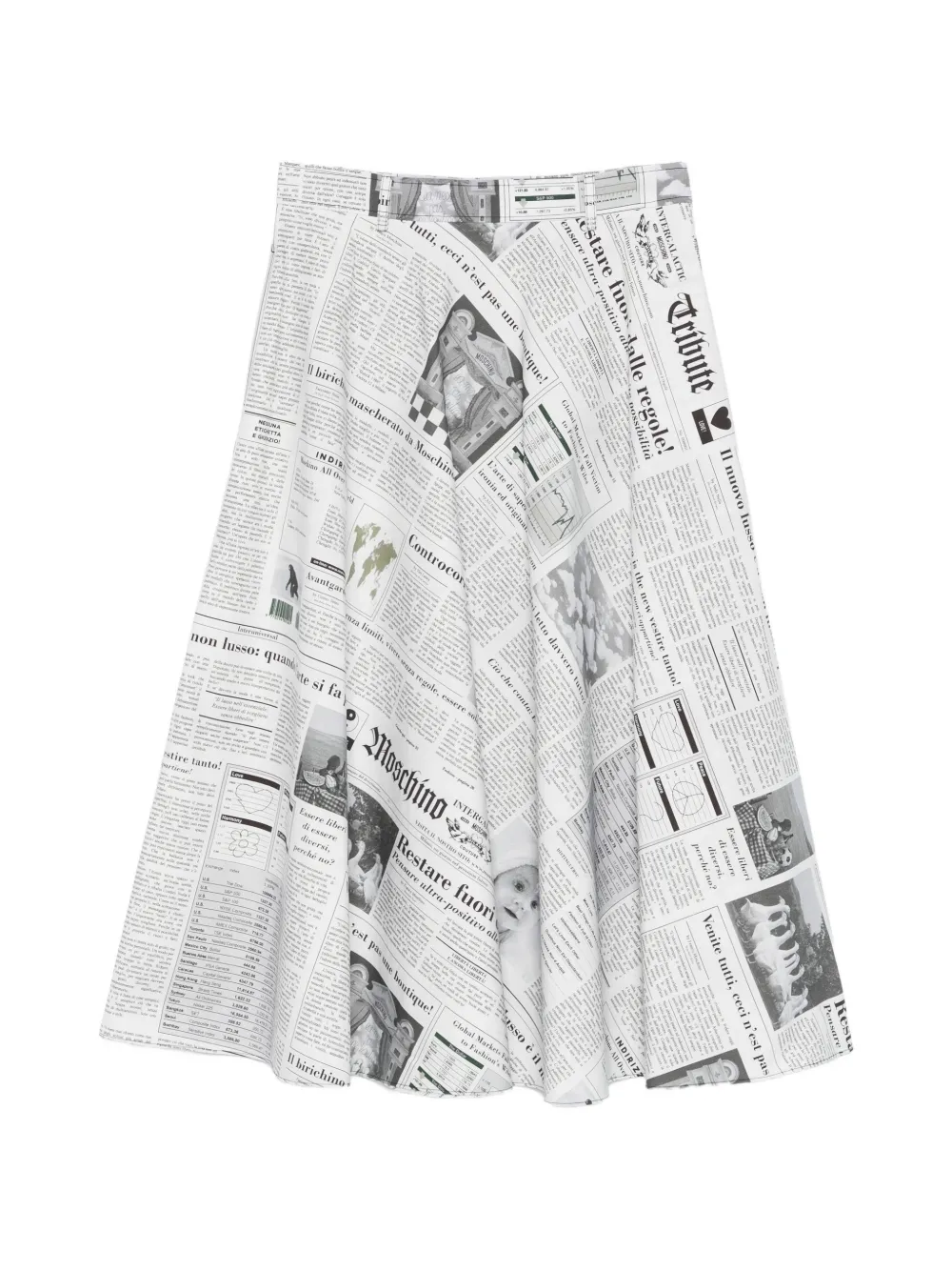 Moschino newspaper-print midi skirt - Bianco