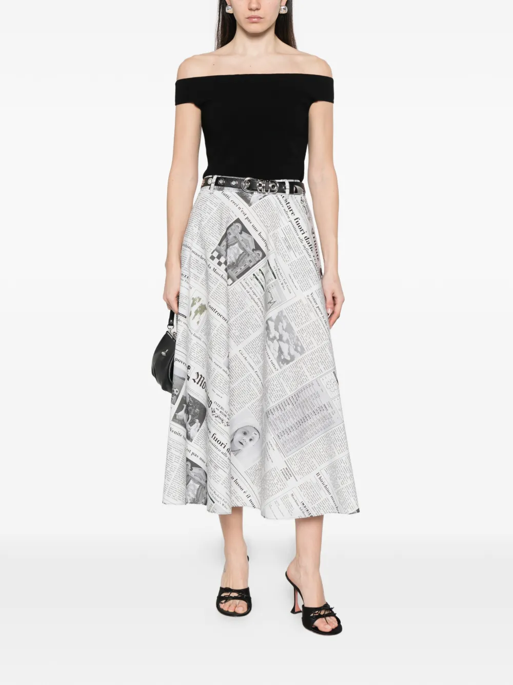 Moschino Newspaper-print Midi Skirt - White 
