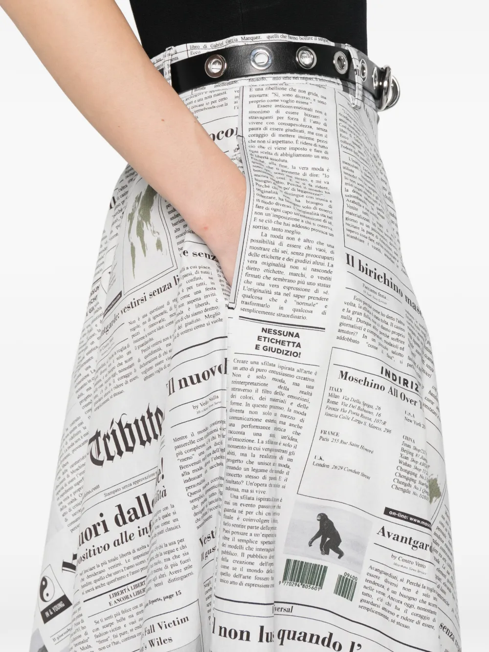Moschino Printed Cotton Poplin Skirt | White | FARFETCH