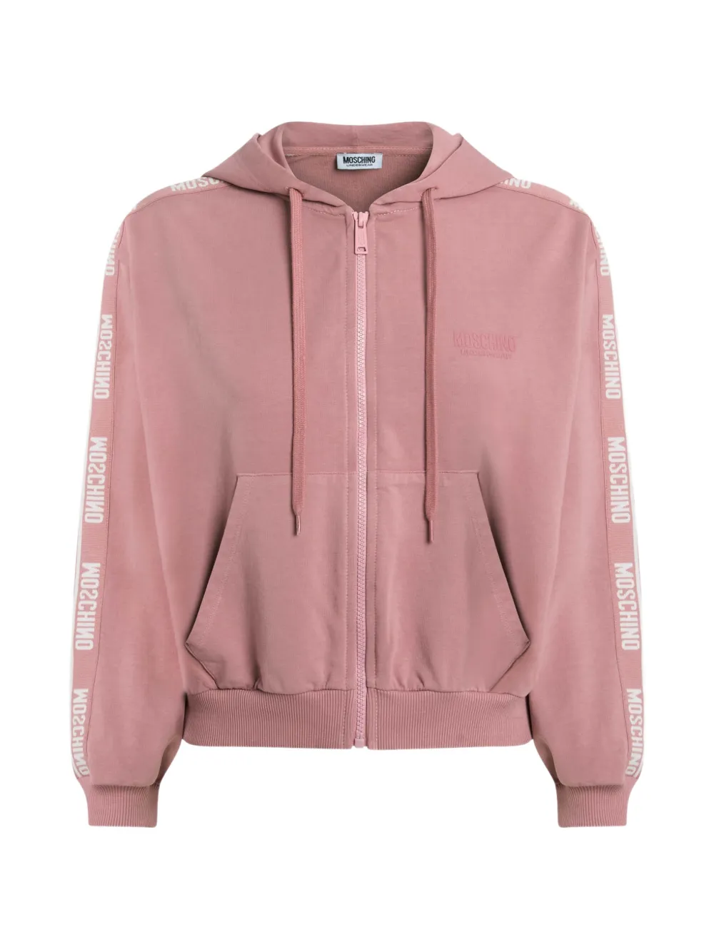 Moschino logo-tape zip-up hoodie - Rosa