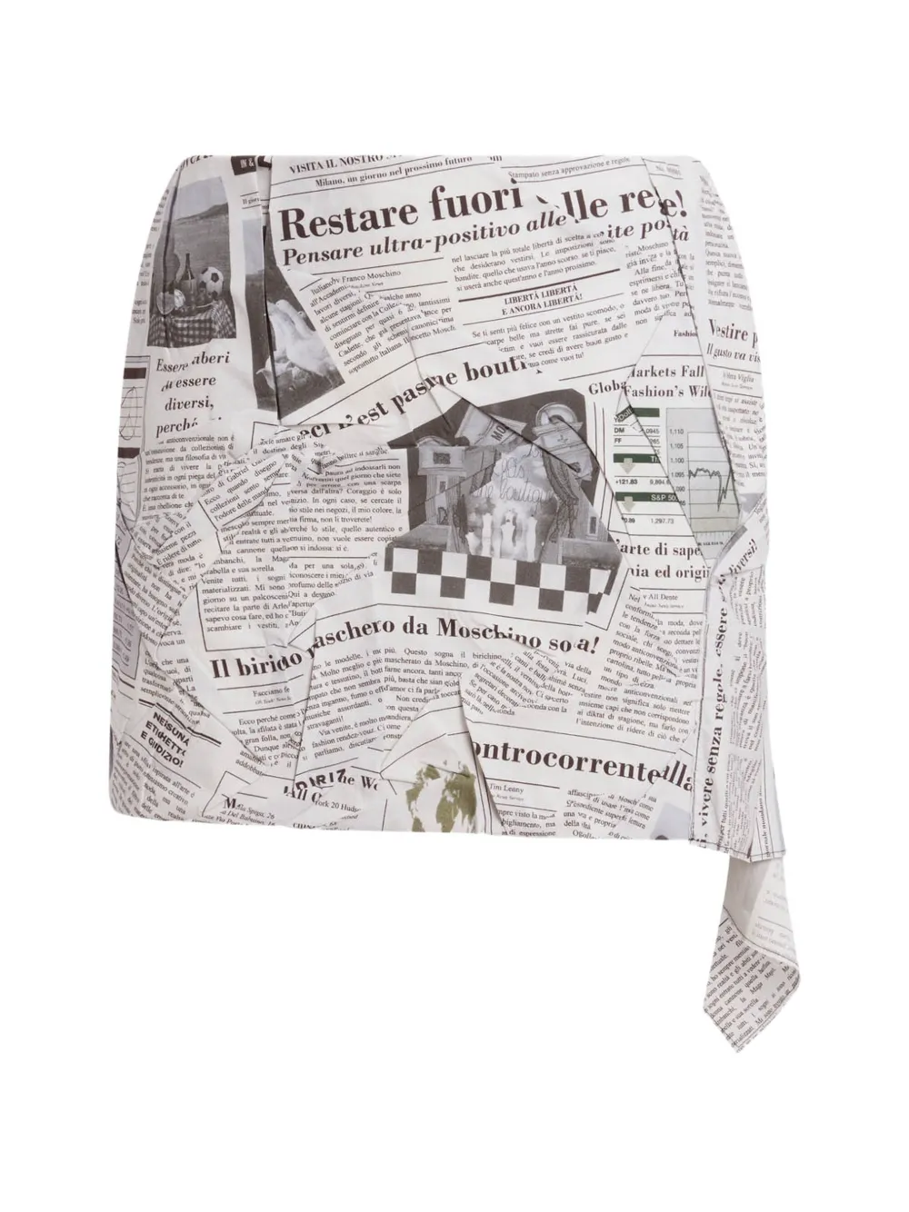 Moschino newspaper-print cotton mini skirt - Grau