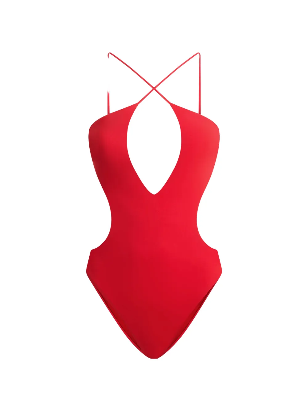 Moschino cut-out halterneck swimsuit - Rot