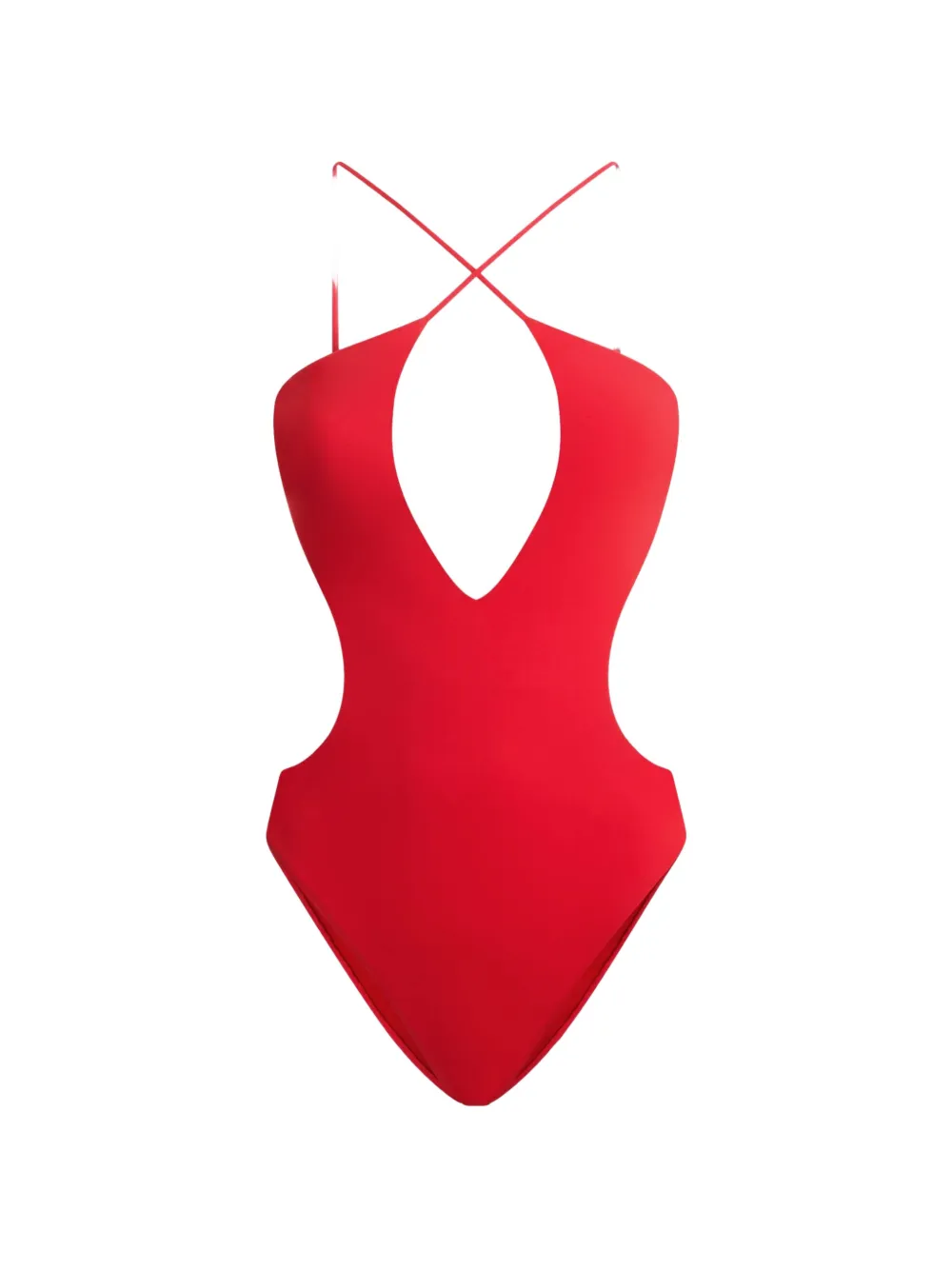 Moschino cut-out halterneck swimsuit - Rosso