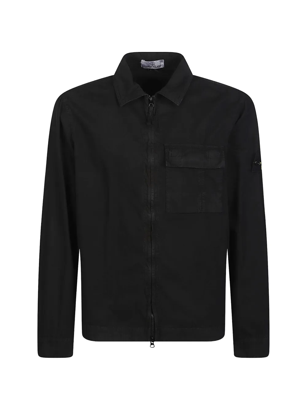 Stone Island zip-up cotton jacket - Schwarz