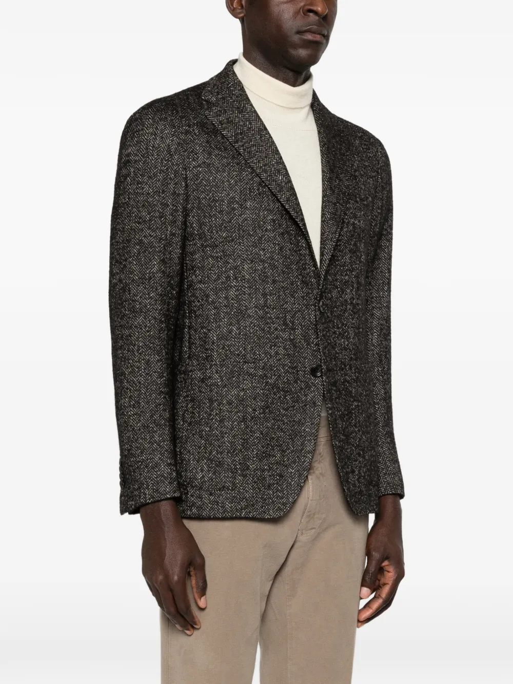 single-breasted herringbone blazer
