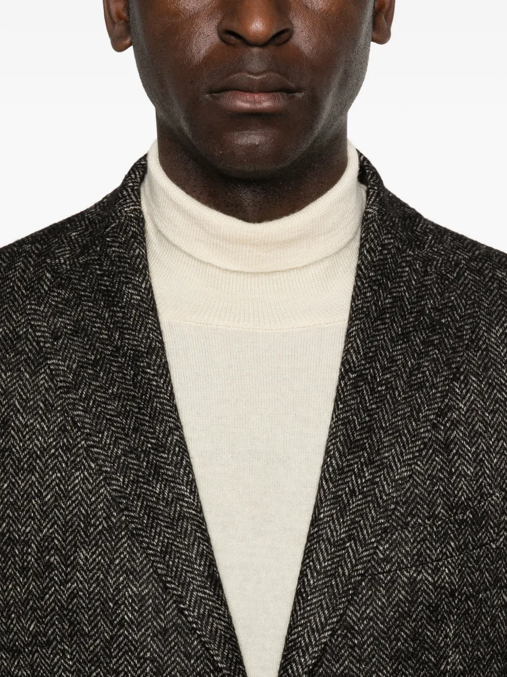 single-breasted herringbone blazer