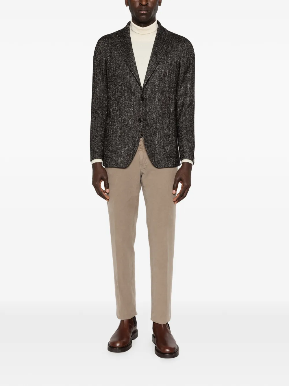 single-breasted herringbone blazer