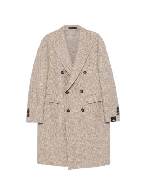 Tagliatore double-breasted herringbone coat