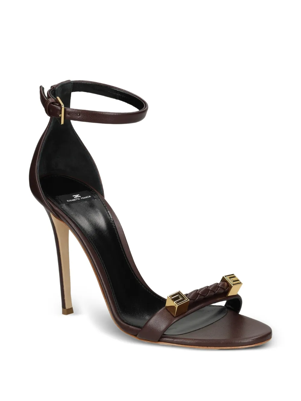 Elisabetta Franchi Sandalen met logoplakkaat Bruin