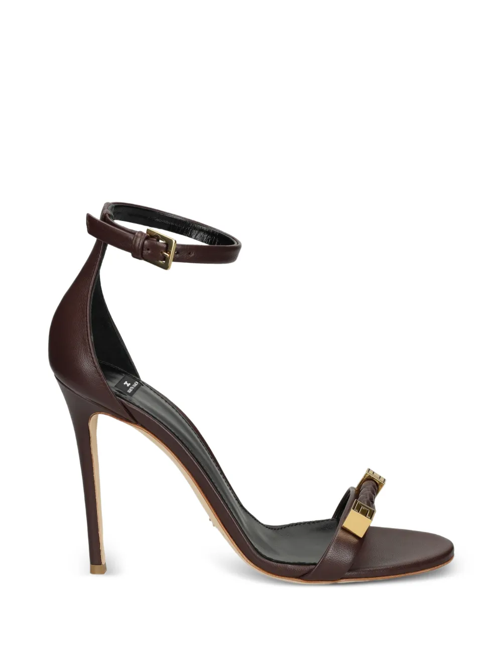 Elisabetta Franchi Sandalen met logoplakkaat Bruin