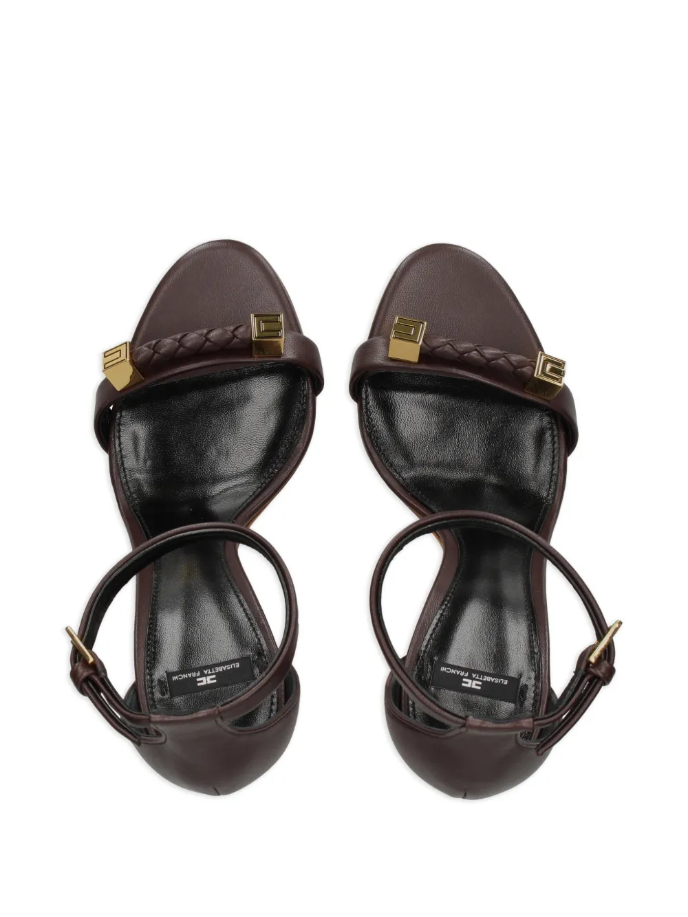 Elisabetta Franchi Sandalen met logoplakkaat Bruin