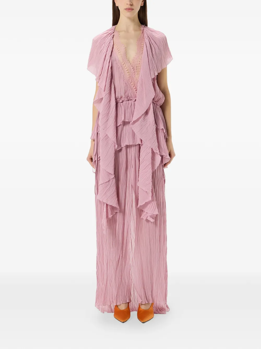 Blumarine Geplooide jurk met ruches Roze