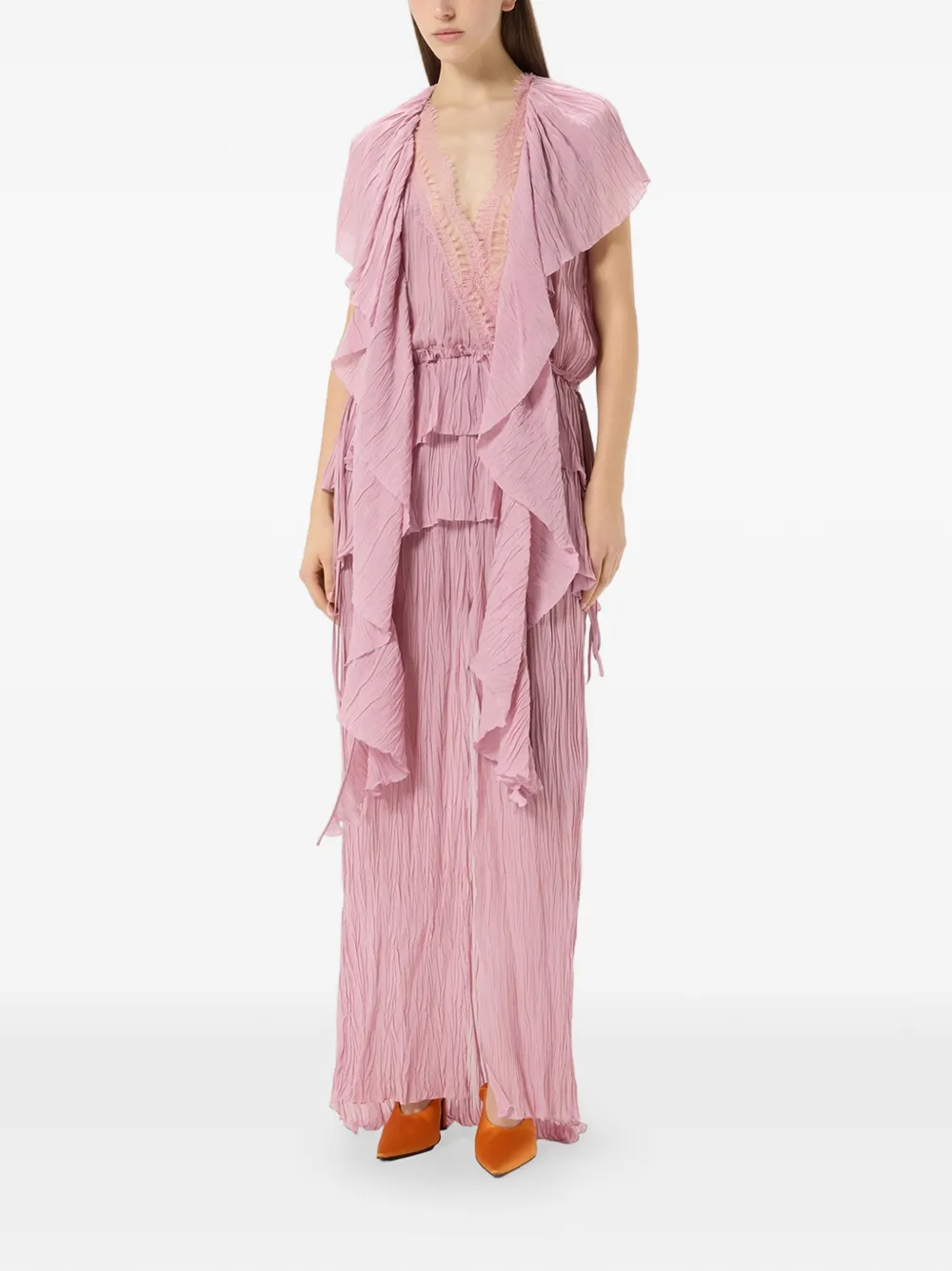 Blumarine Geplooide jurk met ruches Roze