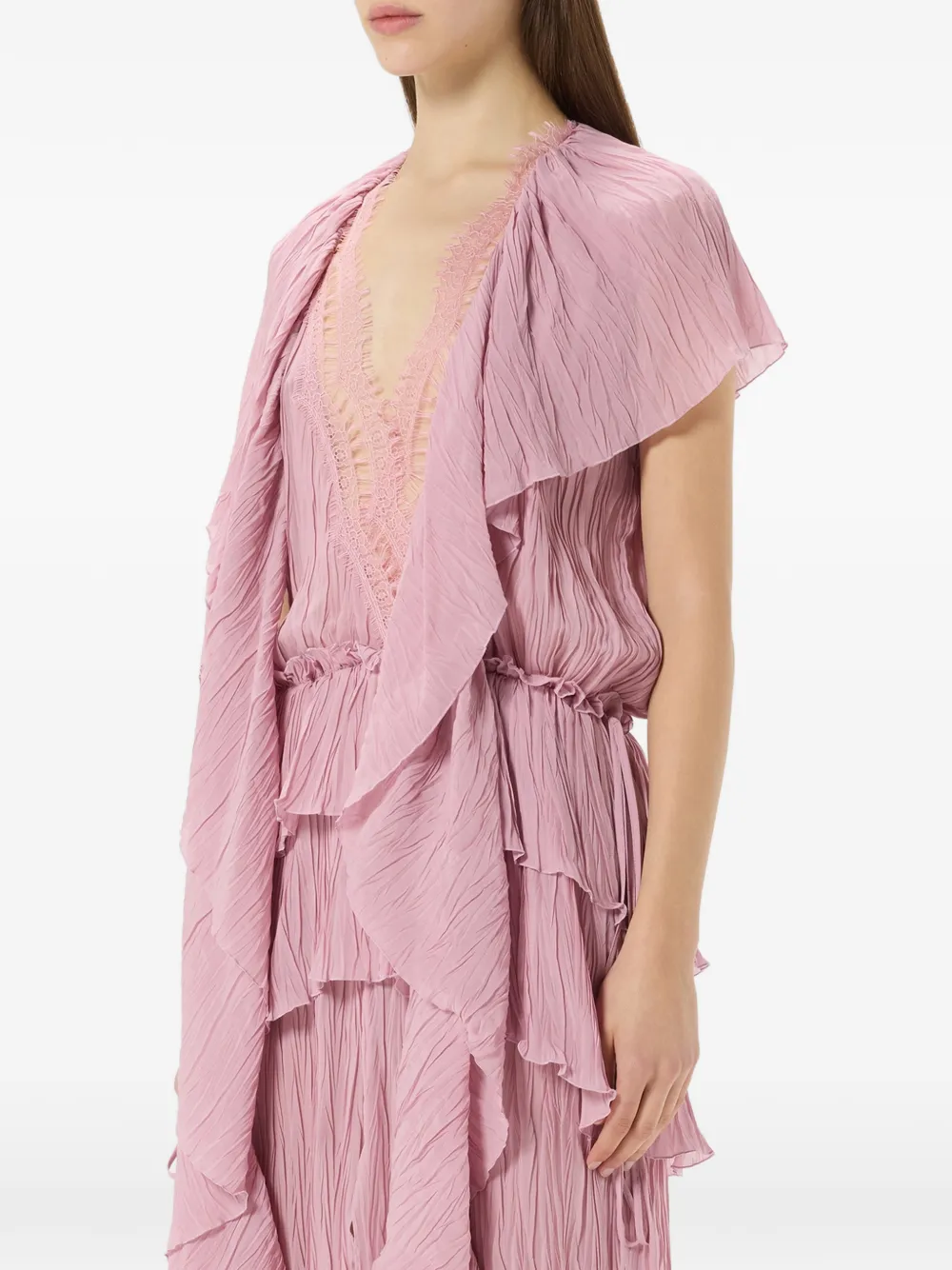 Blumarine Geplooide jurk met ruches Roze