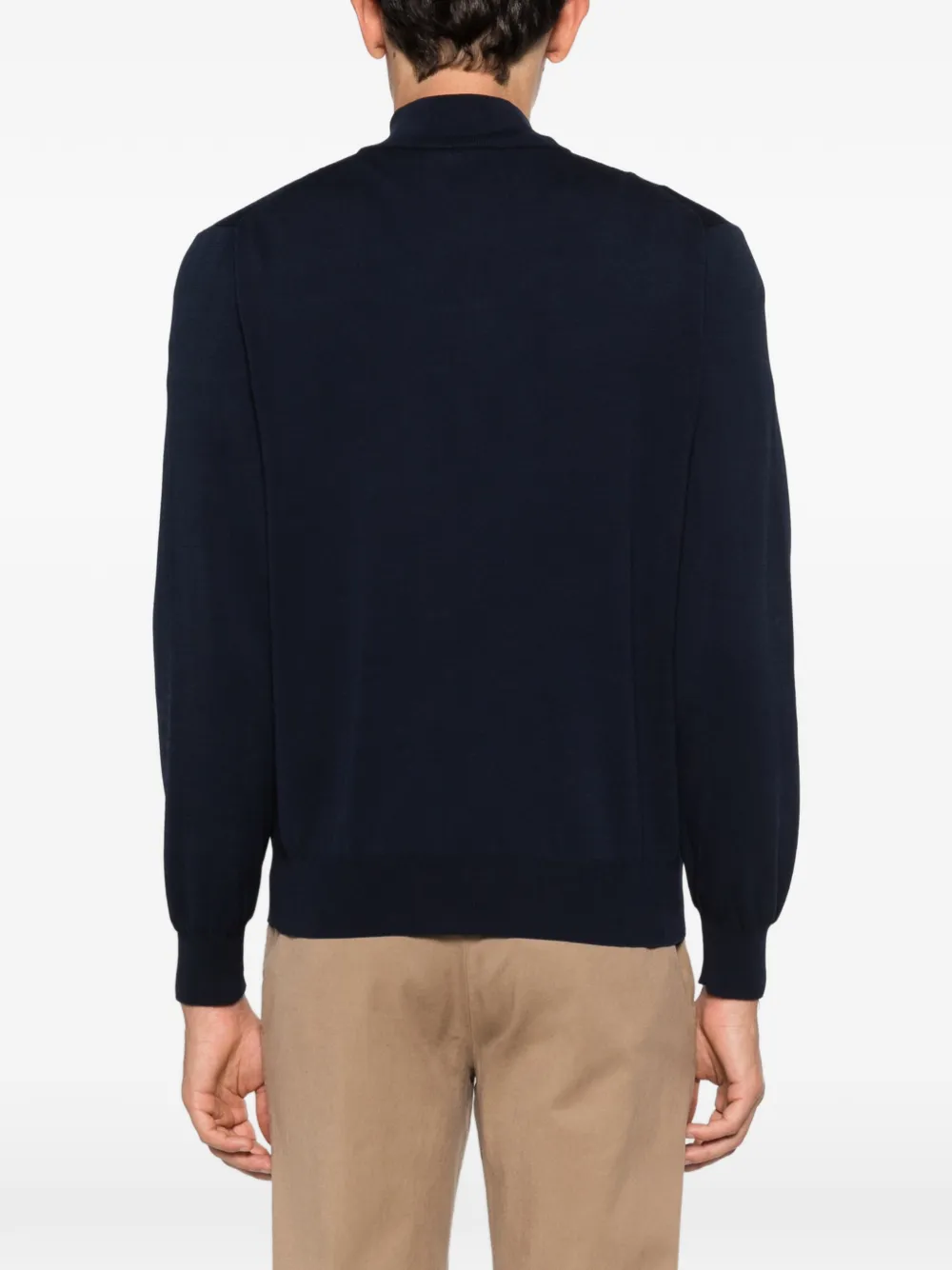 Canali Trui met rits en hoge hals Blauw