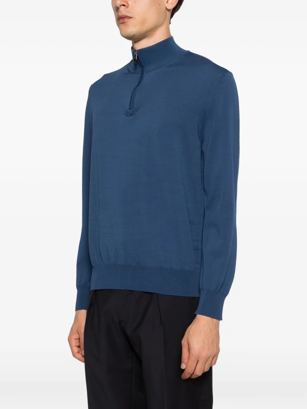  Canali Pull à Col Zippé - Bleu 