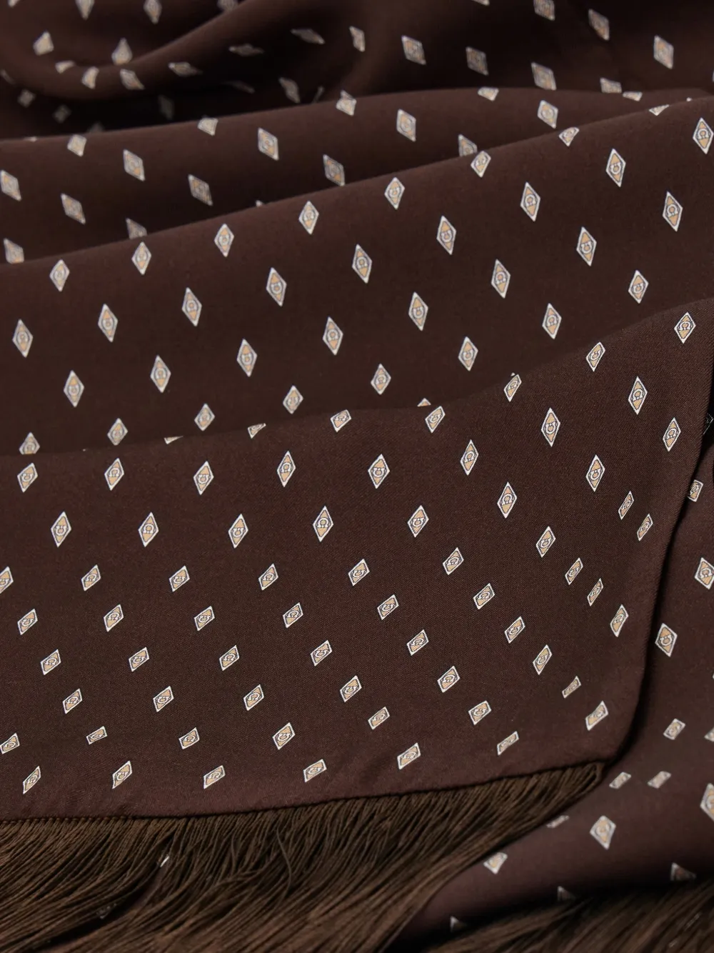 Ferragamo Zijden sjaal met Micro Gancini print Bruin