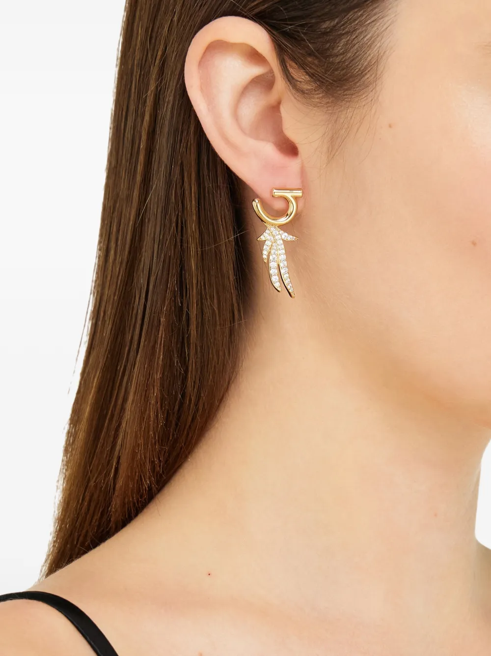  Ferragamo Earrings With Crystals - Gold 