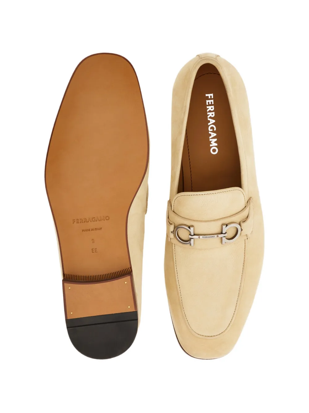 Ferragamo Mocassin met gancini ornament Beige