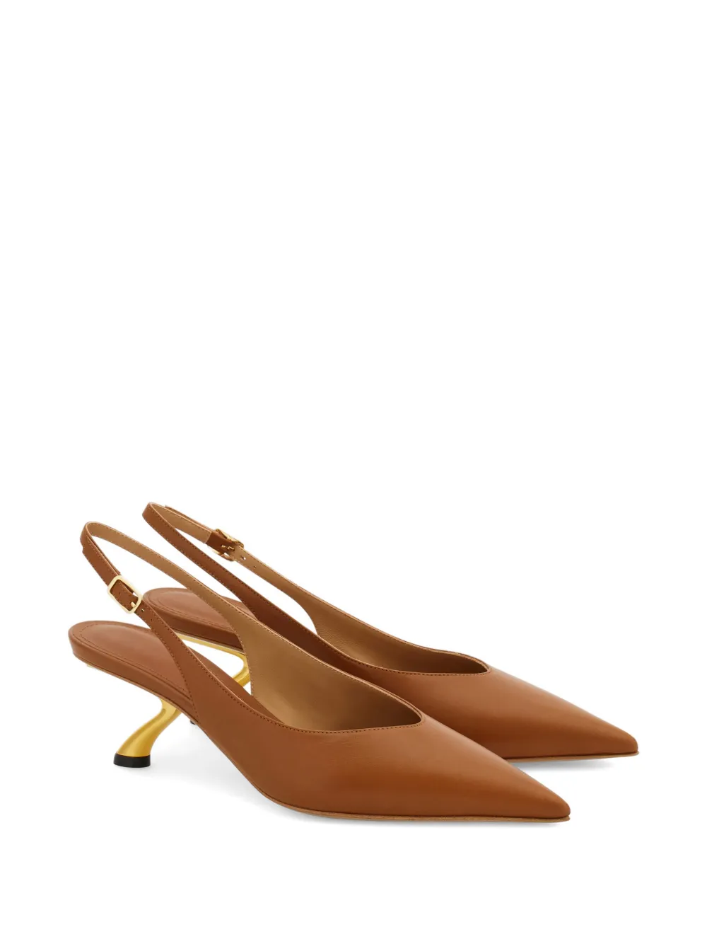 Ferragamo Slingback pumps met S-vormige hak Bruin
