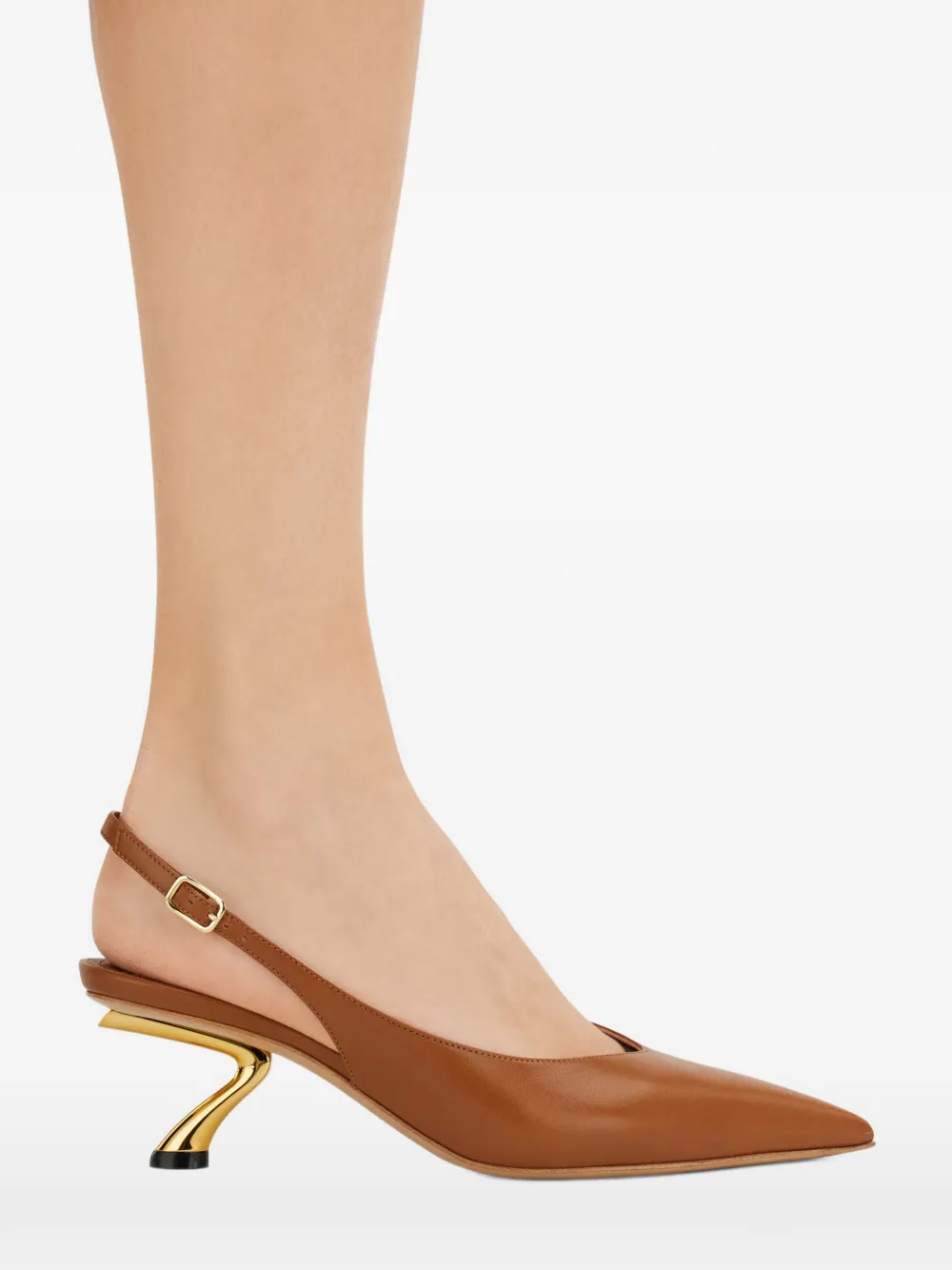 Ferragamo Slingback pumps met S-vormige hak Bruin