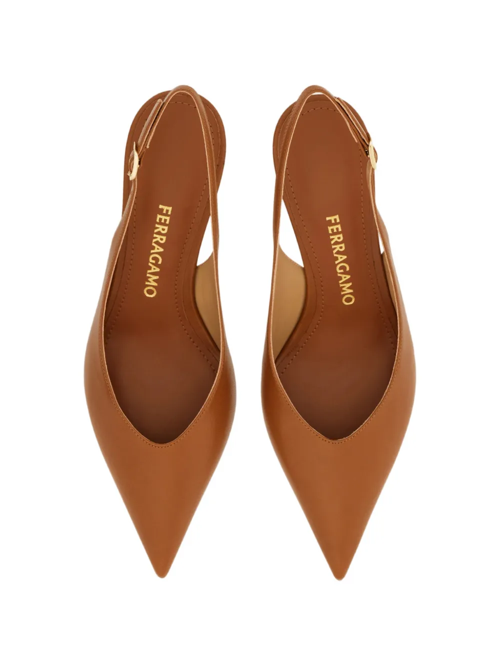 Ferragamo Slingback pumps met S-vormige hak Bruin