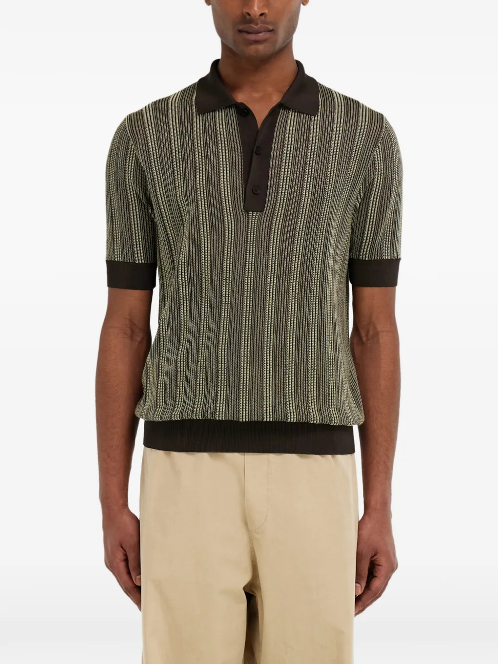 Ferragamo Gebreid poloshirt met korte mouwen Bruin