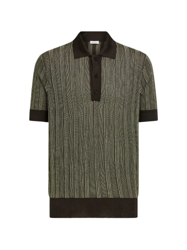 Ferragamo Short Sleeve Knitted Polo in Brown