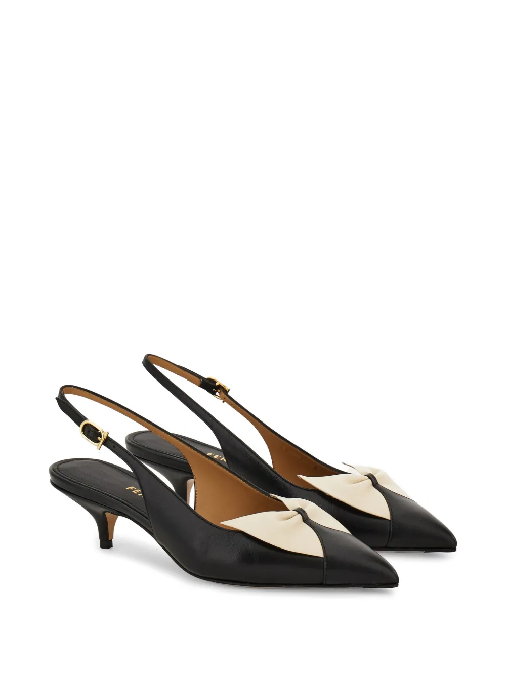 Ferragamo soft bow slingbacks Zwart