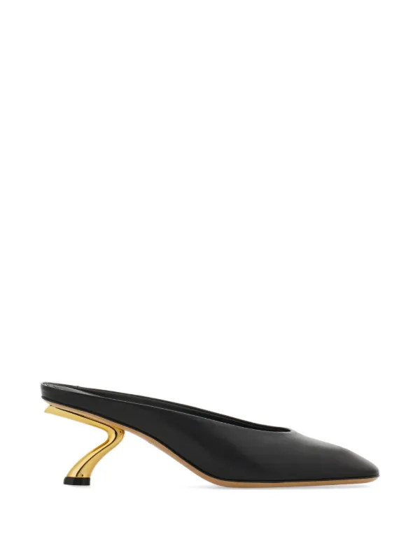 Ferragamo S-shaped Heels Mules in Black