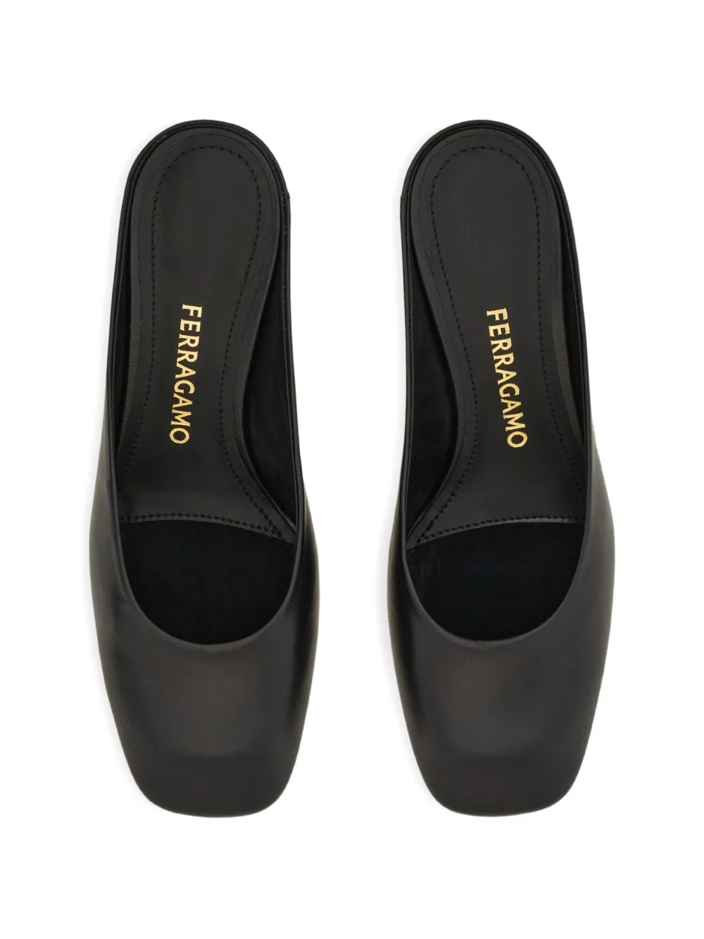 Ferragamo Muiltjes met S-vormige hak Zwart