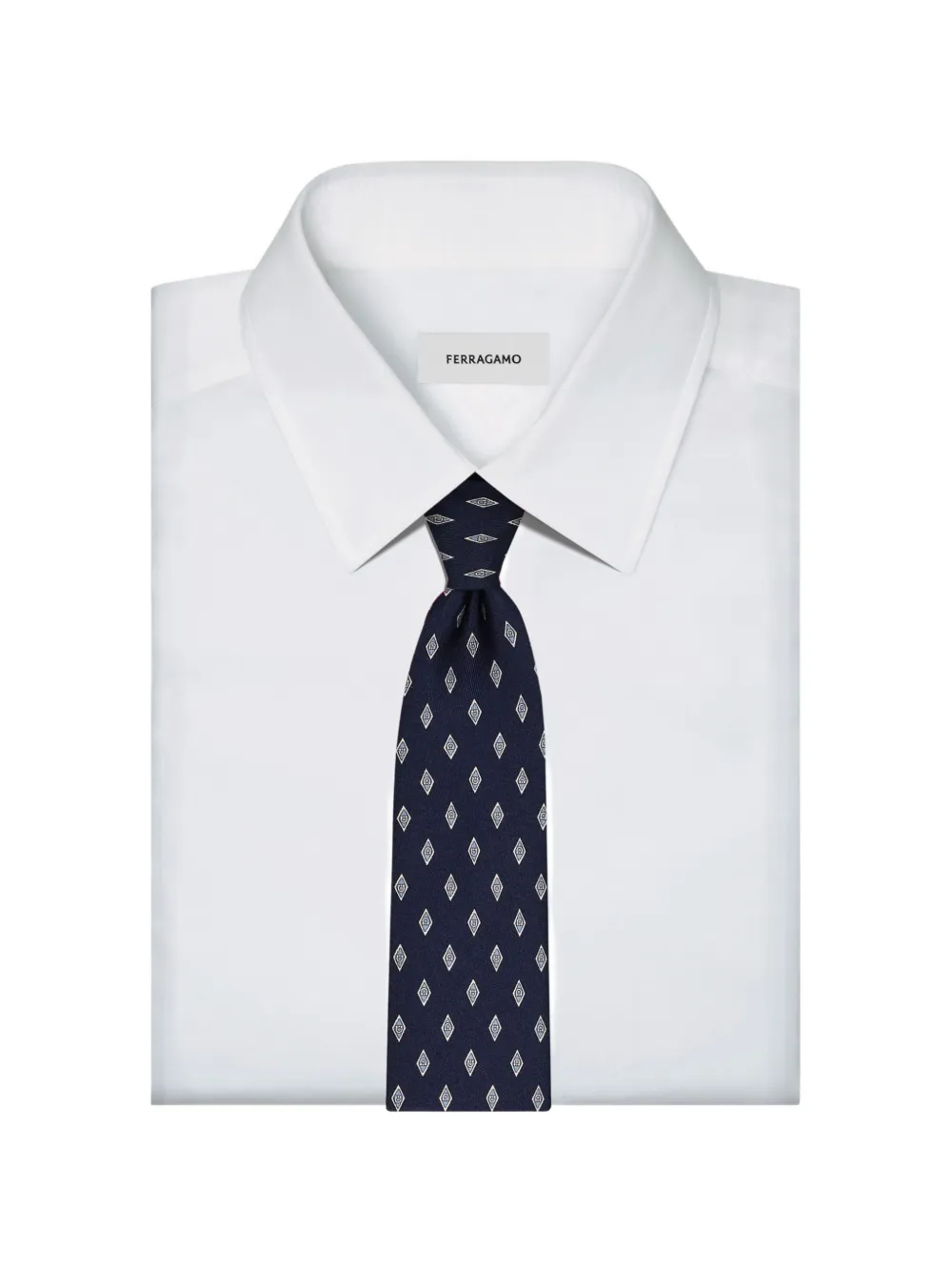 Ferragamo Zijden stropdas met Gancini-print Blauw