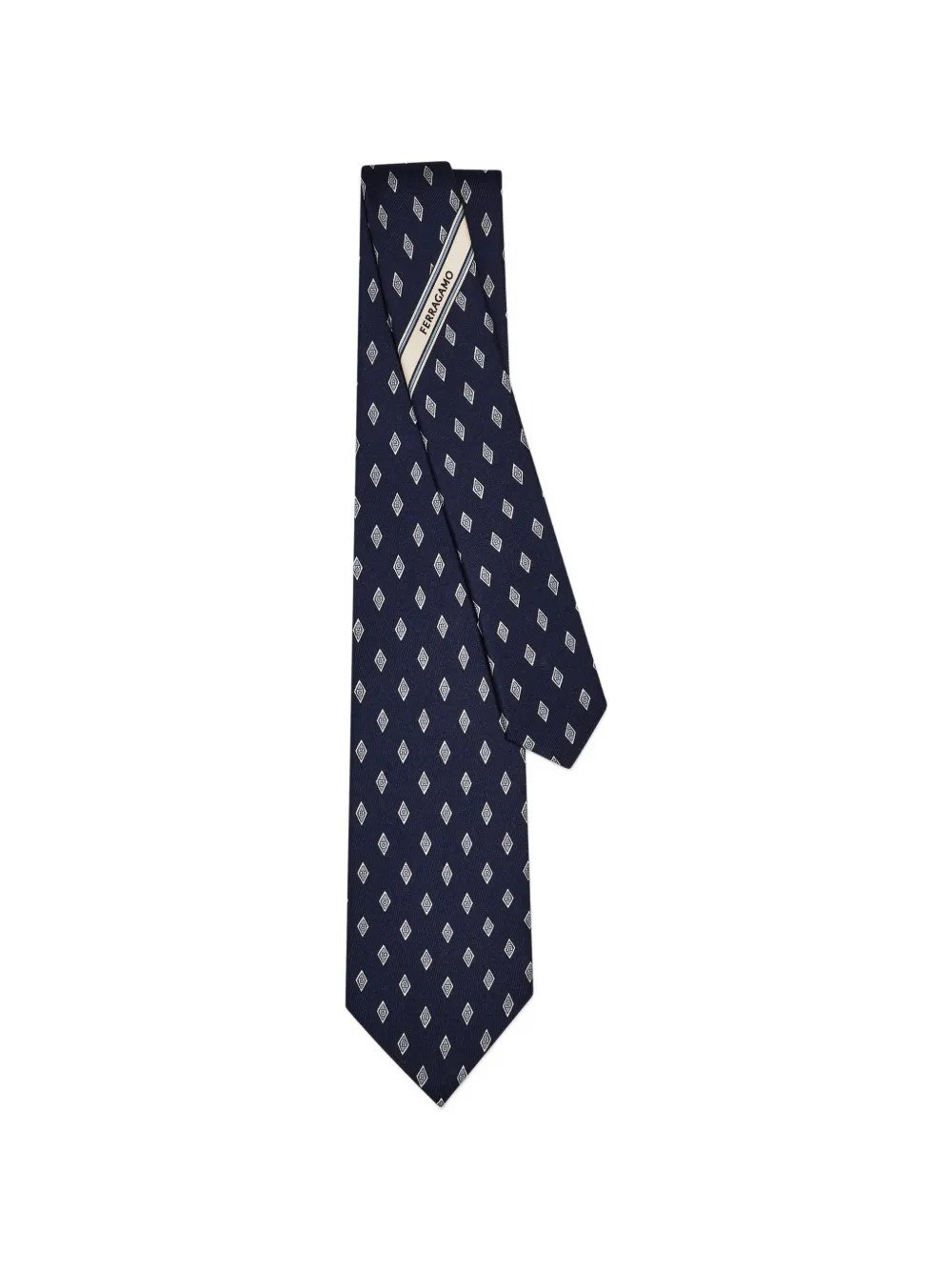  Ferragamo Micro Gancini Print Silk Tie - Blue 