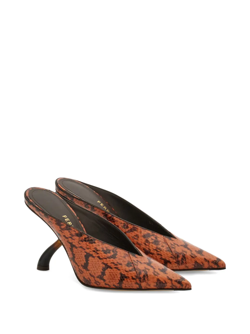 Ferragamo Muiltjes met S-vormige hak Bruin