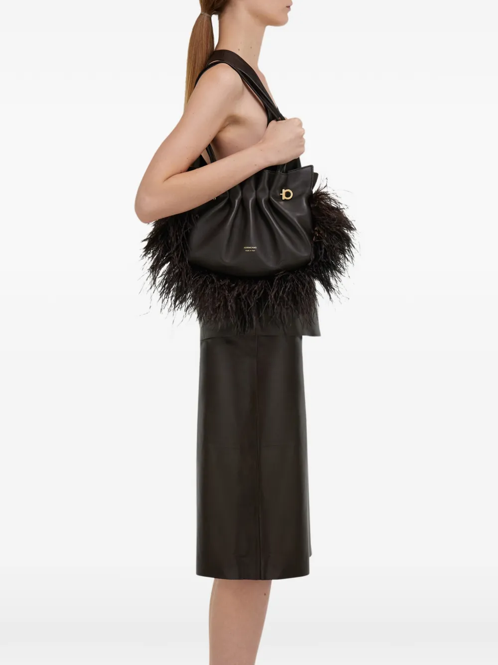 Ferragamo Soft kleine tas Bruin