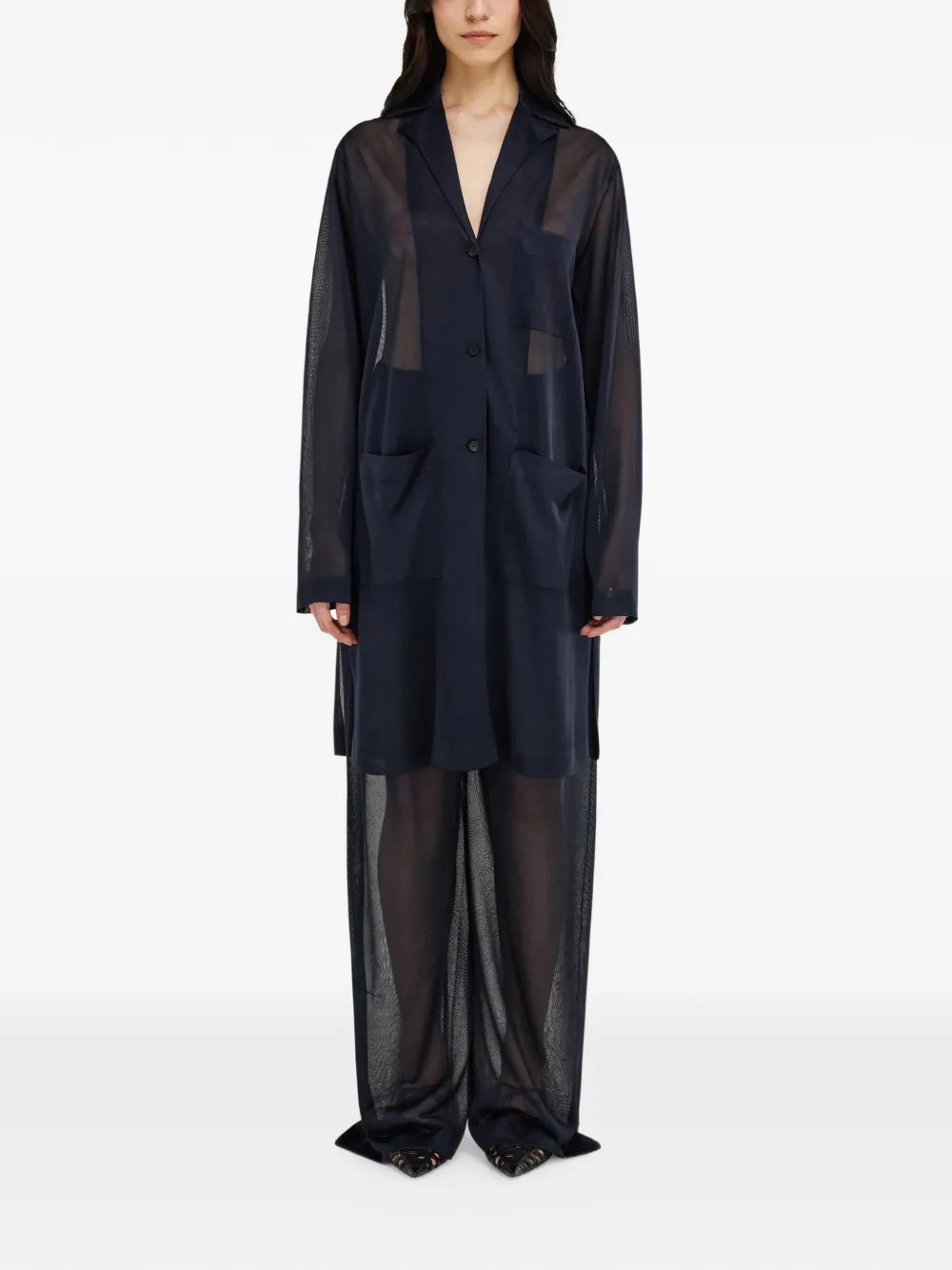  Ferragamo Jersey Duster - Blue 
