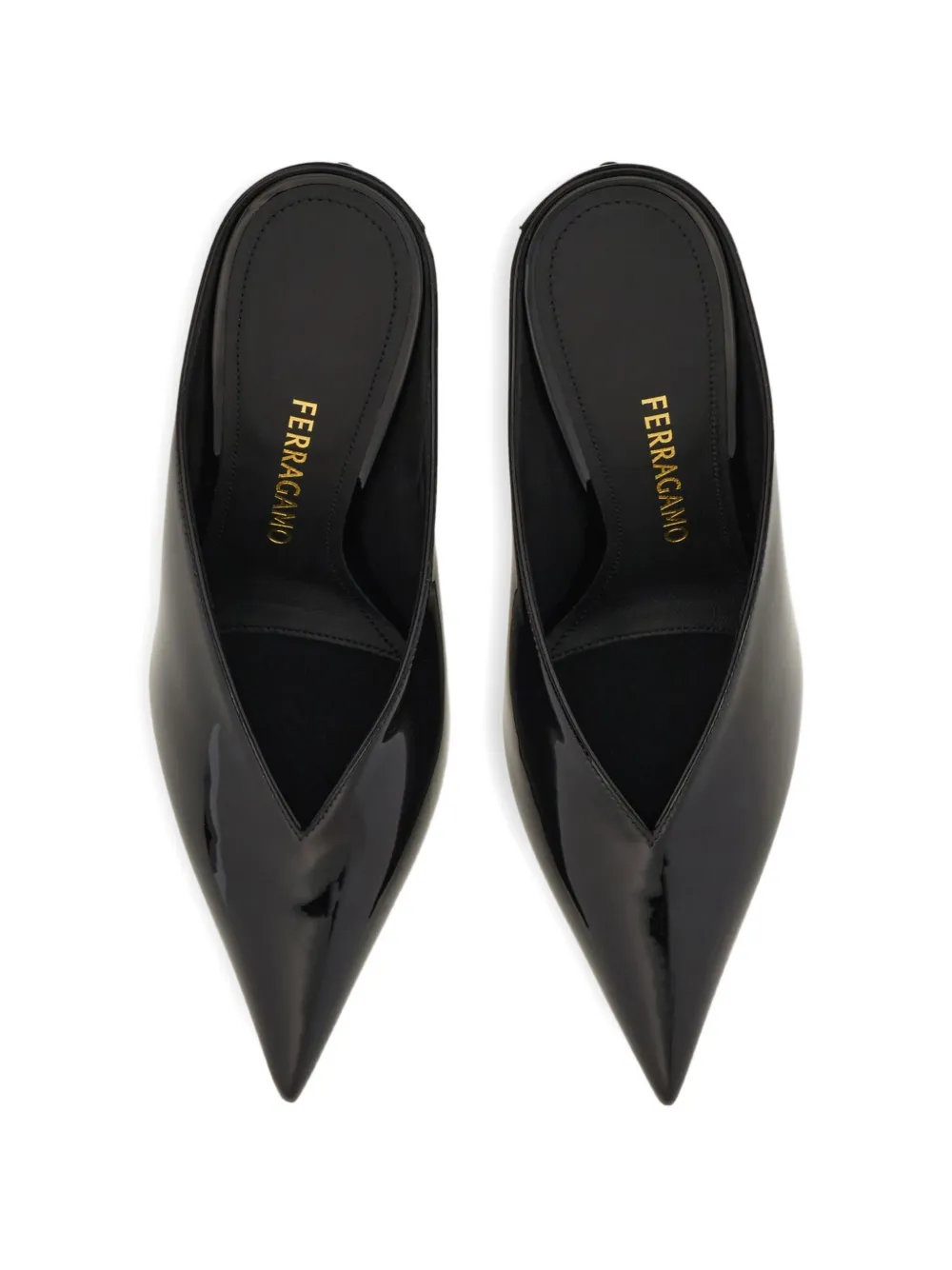 Ferragamo Muiltjes met bewerkte hak Zwart