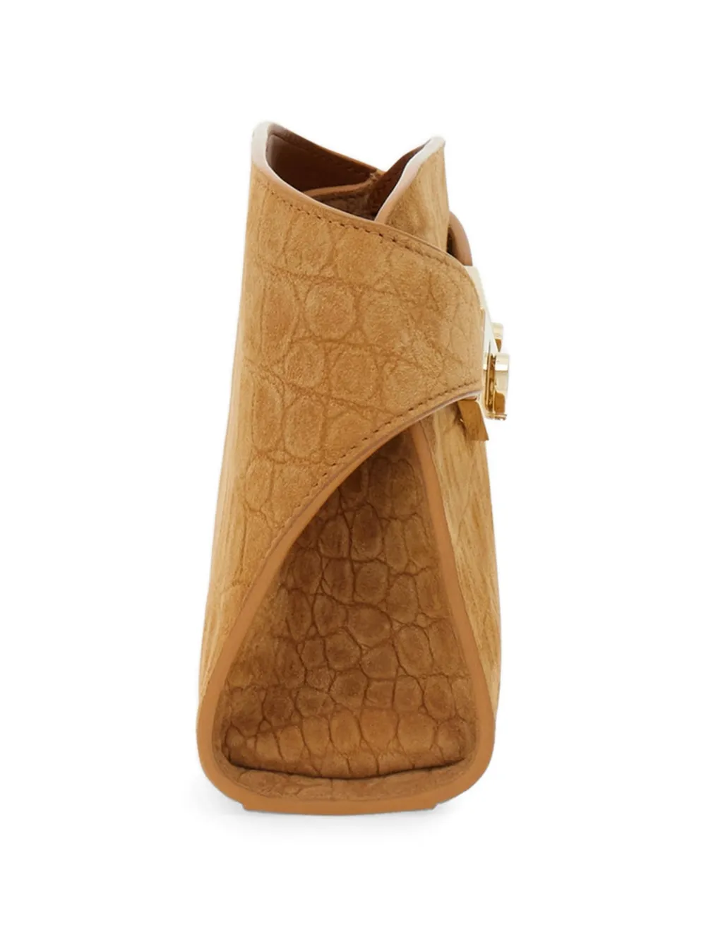 Ferragamo Hug mini-shopper met krokodillen-effect Beige