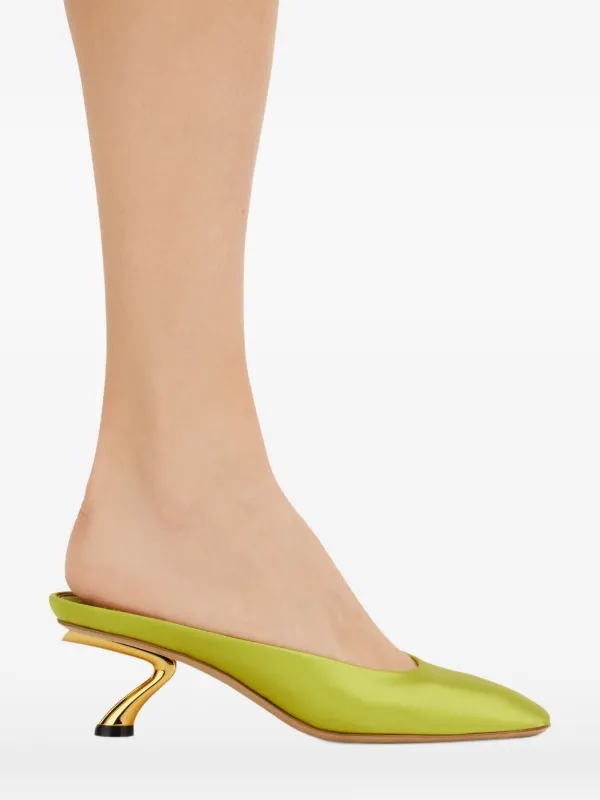 FERRAGAMO グリーンレザー ミュール Ferragamo Sシェイプ ミュール | グリーン | FARFETCH JP