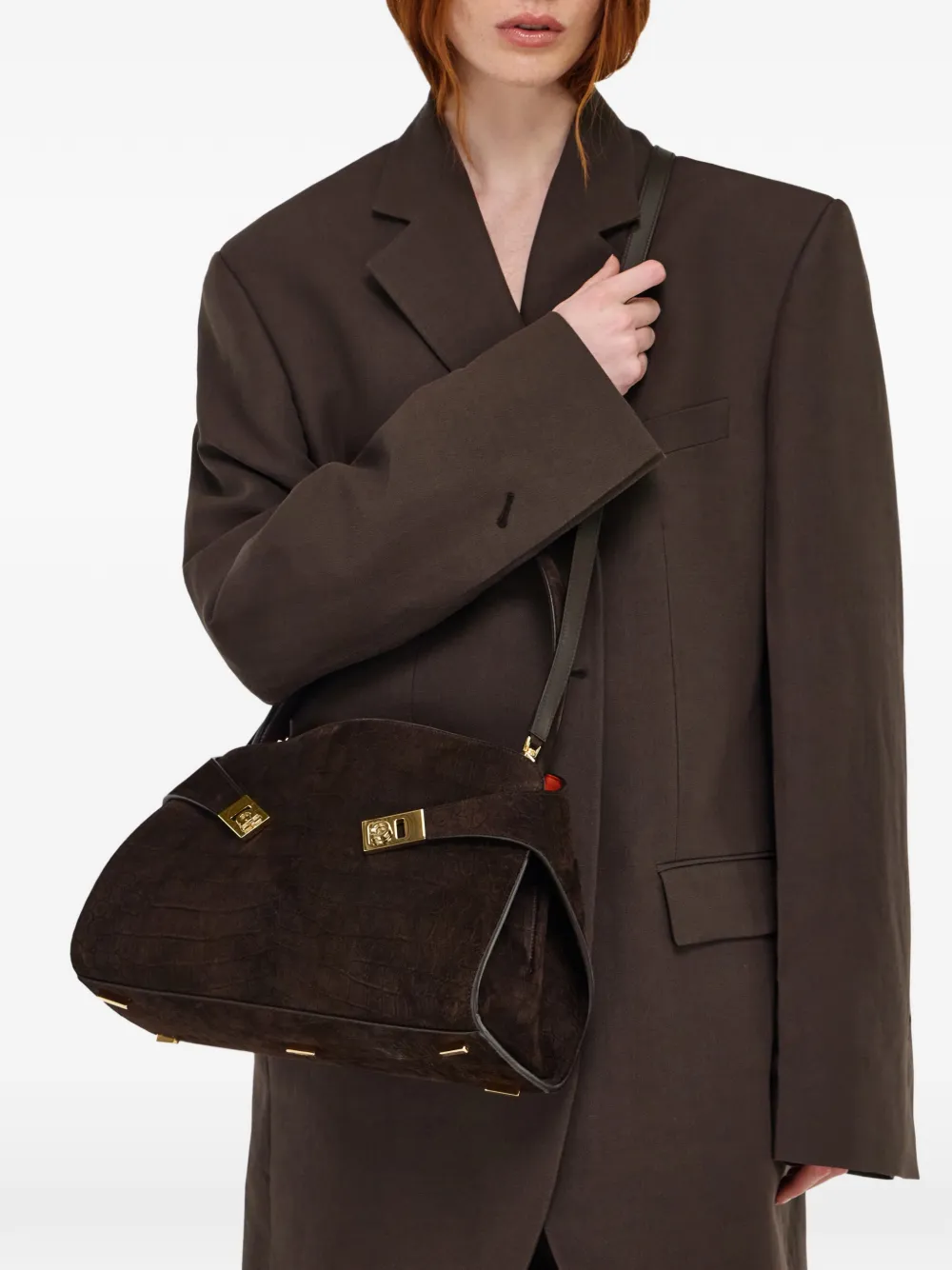 Ferragamo Medium Hug zachte schoudertas Bruin