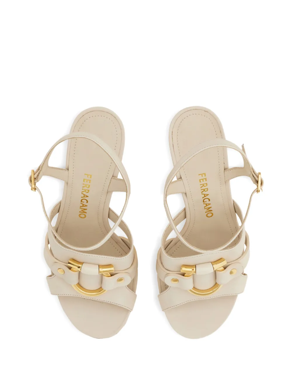 Ferragamo Sandalen met Gancini-detail Beige